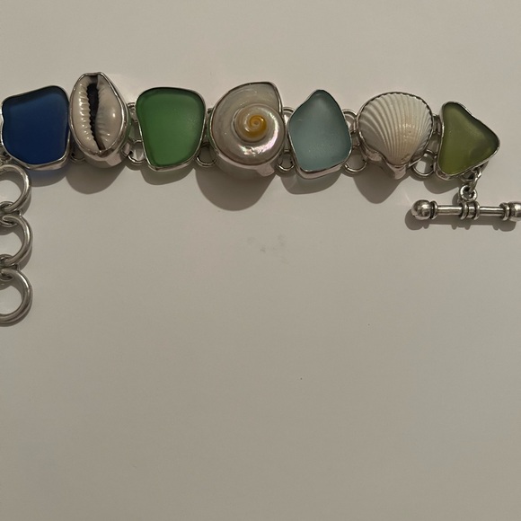 Charles Albert Heavy Sea Glass & Shells Sterling Silver Bracelet - Picture 2 of 4